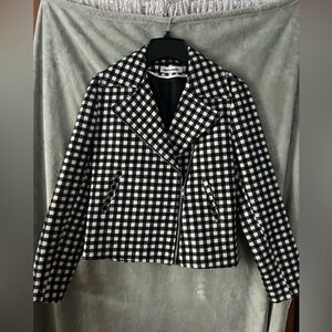 Black & white gingham moto jacket 🤍🖤
